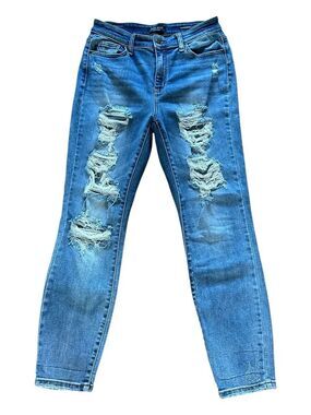 Judy Blue Light Blue Distressed Boyfriend Jeans